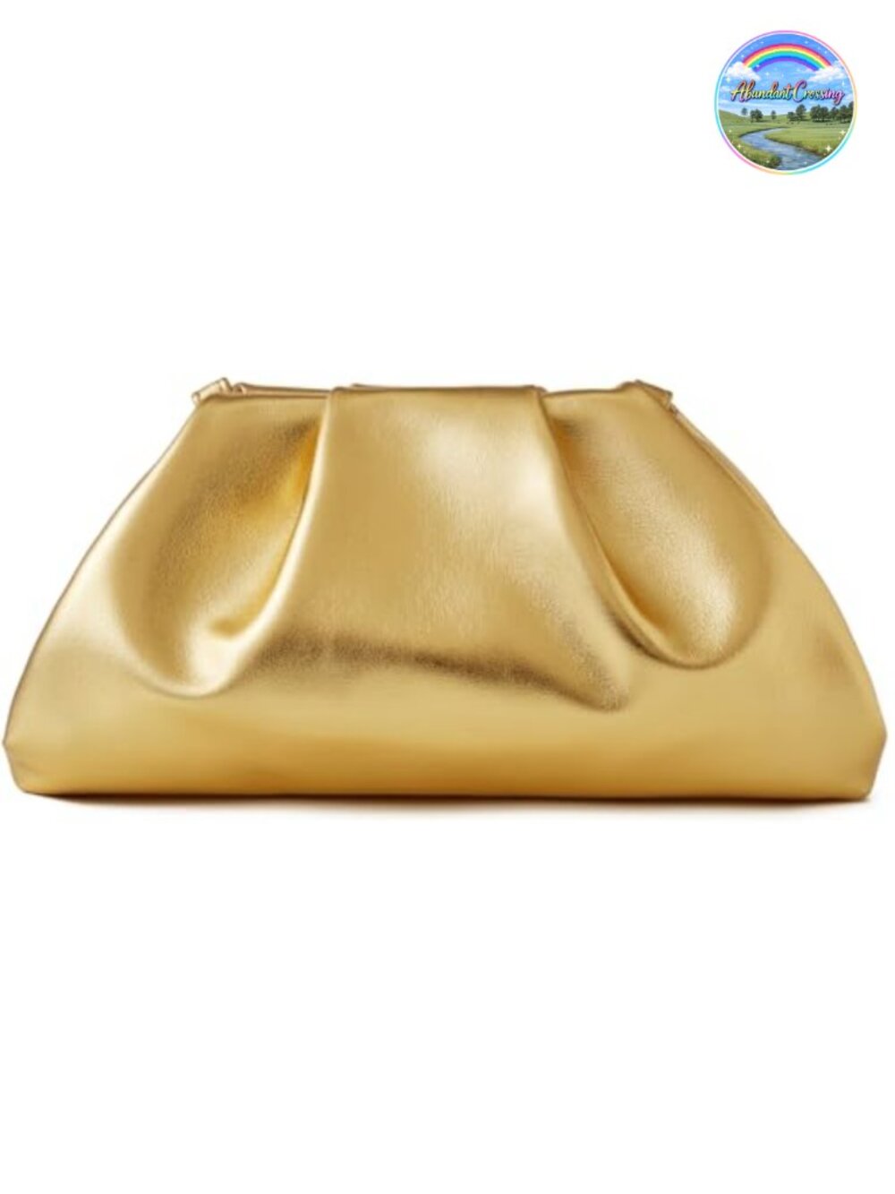 Metallic PU Leather Cloud Clutch Detachable Gold Plated Chain Crossbody Evening